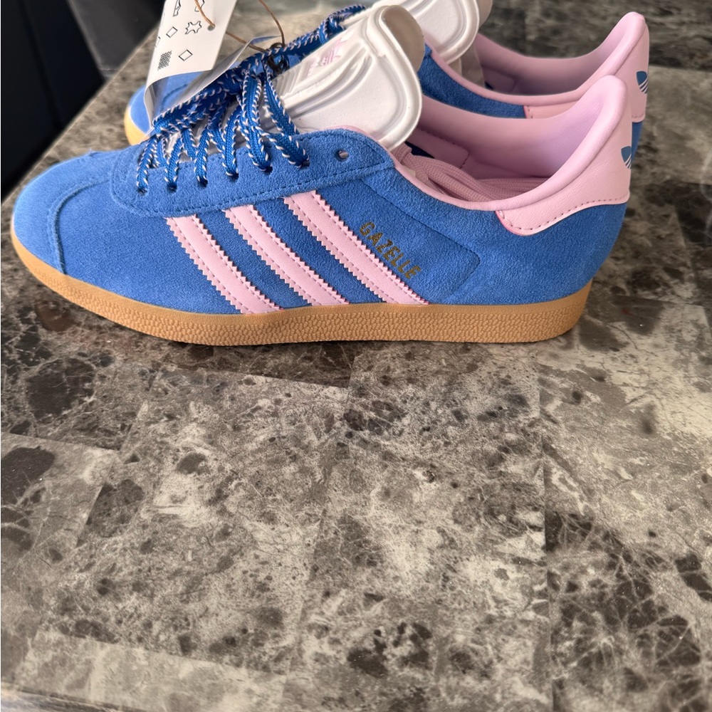 Adidas Women's Blue and Pink Gazelle Sneakers